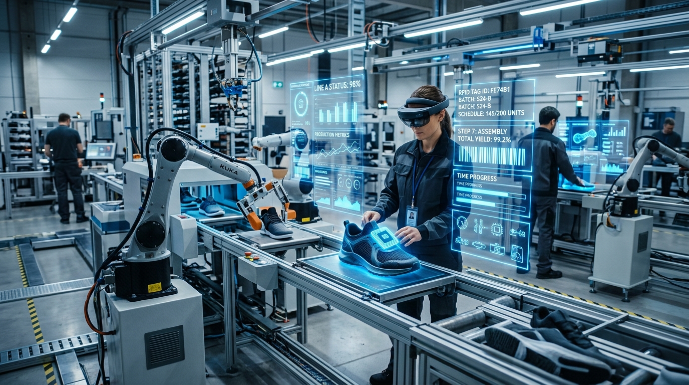 鞋厂 MES 制造执行系统：如何透过 RFID 与扫码报工实现车间透明化与 APS 智能排程？